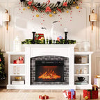White Fireplace TV Stand Fit Up To 90in TV with 23in Fireplace Western Style