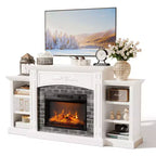 Meuble TV blanc pour cheminée