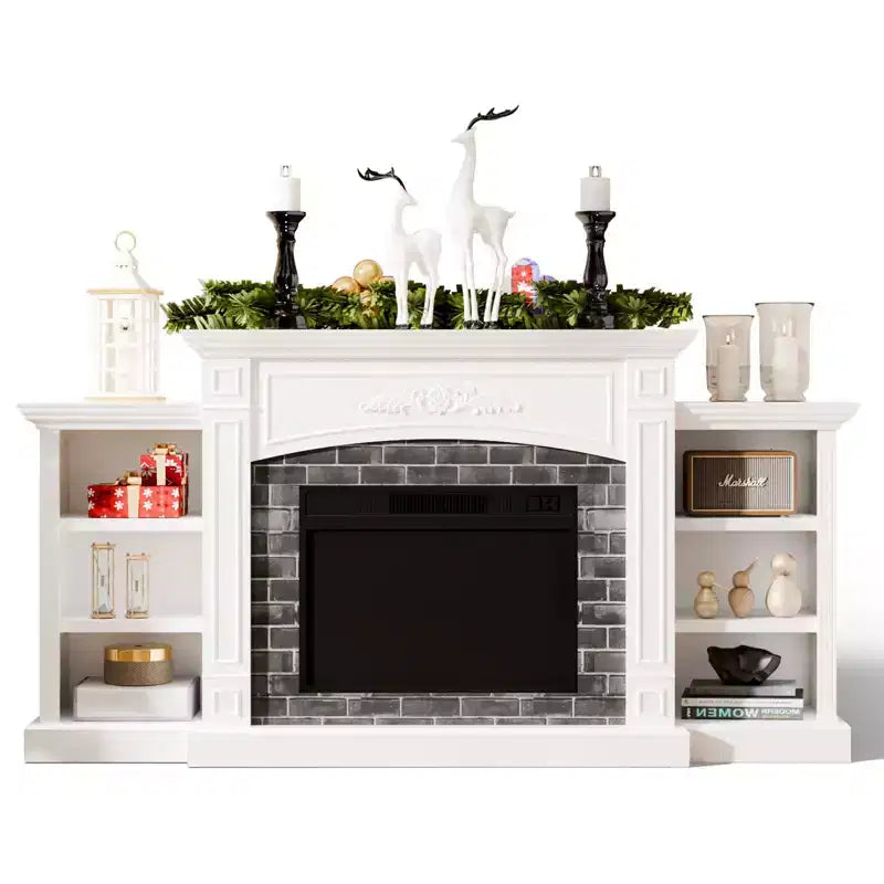 Meuble TV blanc pour cheminée