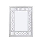 Miroir en bois orné portrait découpe ronde blanc