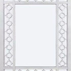 Miroir en bois orné portrait découpe ronde blanc