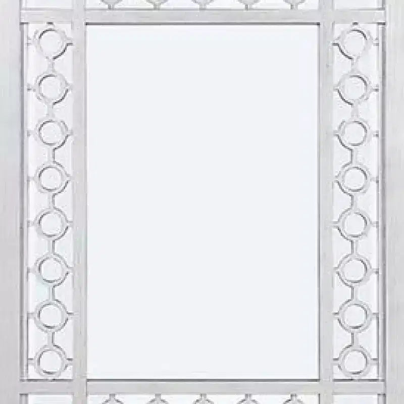 Miroir en bois orné portrait découpe ronde blanc