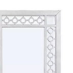 Miroir en bois orné portrait découpe ronde blanc