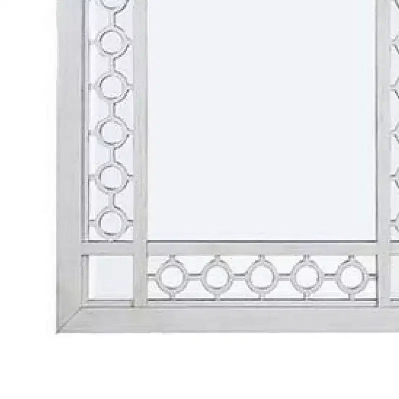Miroir en bois orné portrait découpe ronde blanc