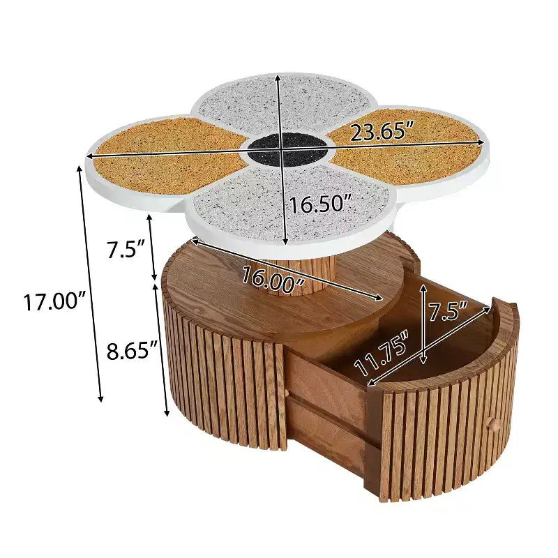 Table d'appoint artistique trèfle à quatre feuilles