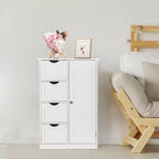 Karl HomeSingle Door Bathroom Storage Cabinet with 4 Drawers White