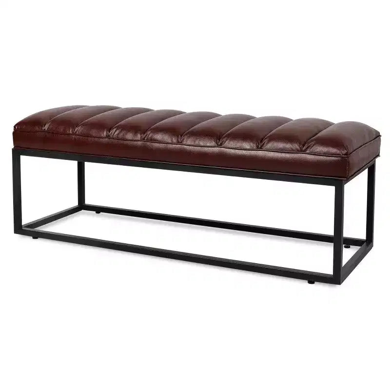 Banc en cuir rembourré