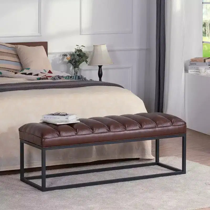 Banc en cuir rembourré