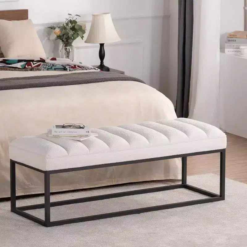 Banc en cuir rembourré