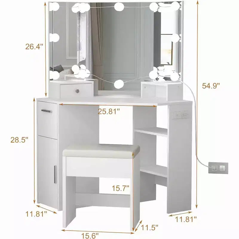 Coiffeuse d'angle avec miroir