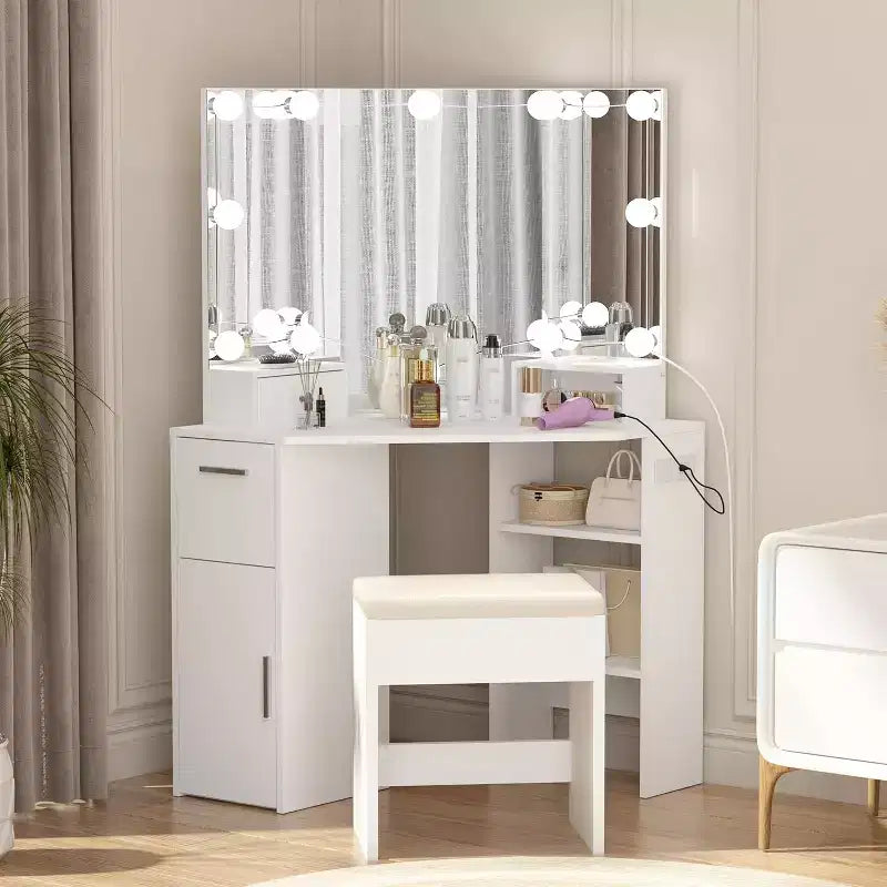 Coiffeuse d'angle avec miroir