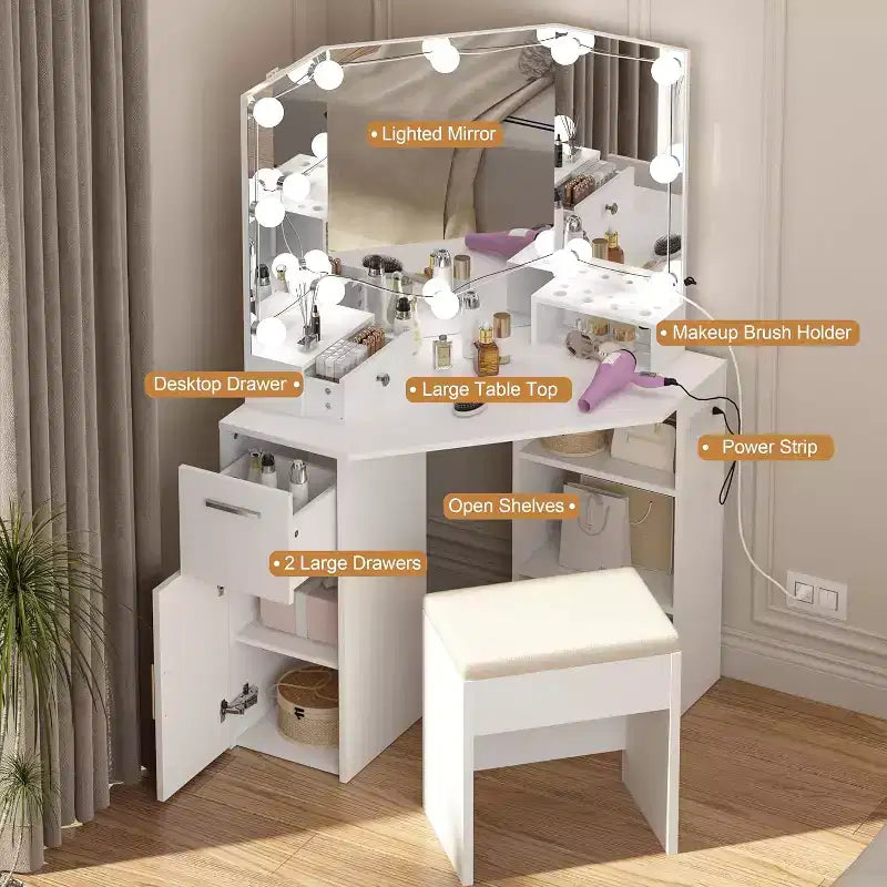 Coiffeuse d'angle avec miroir