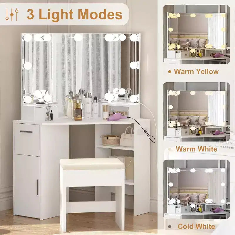 Coiffeuse d'angle avec miroir
