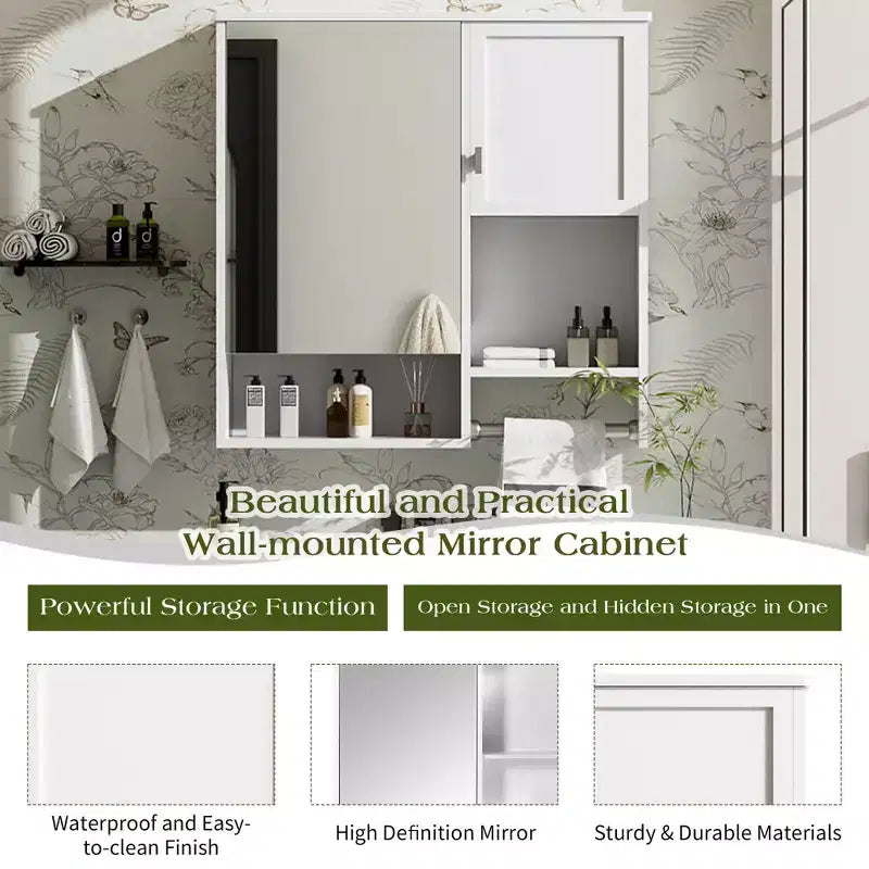 Armoire de rangement de salle de bain avec miroir