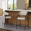 Christopher Knight Home Winslow Modern Metal Upholstered Counter Stools with Curved Backrest (Set of 2)