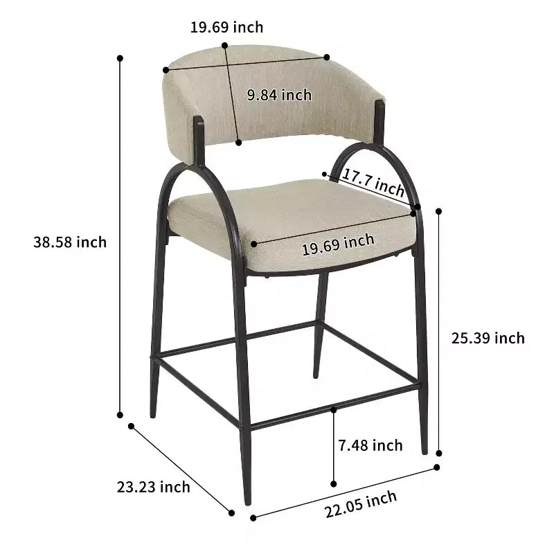 Tabourets de comptoir rembourrés en métal moderne