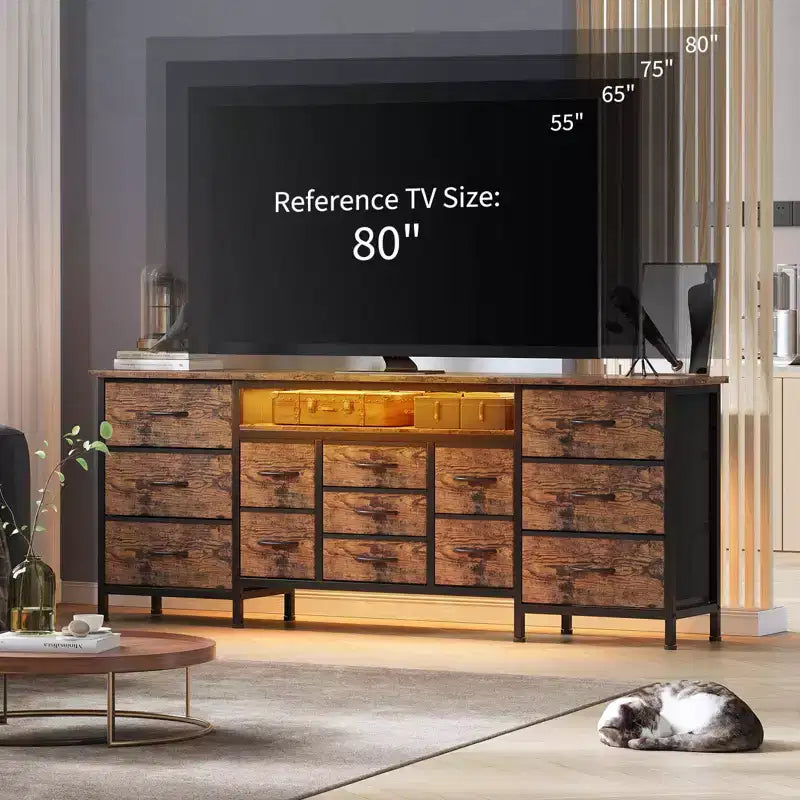 Meuble TV long à tiroirs