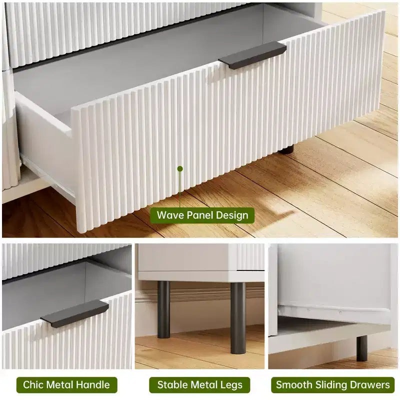 Commode à double tiroir cannelé
