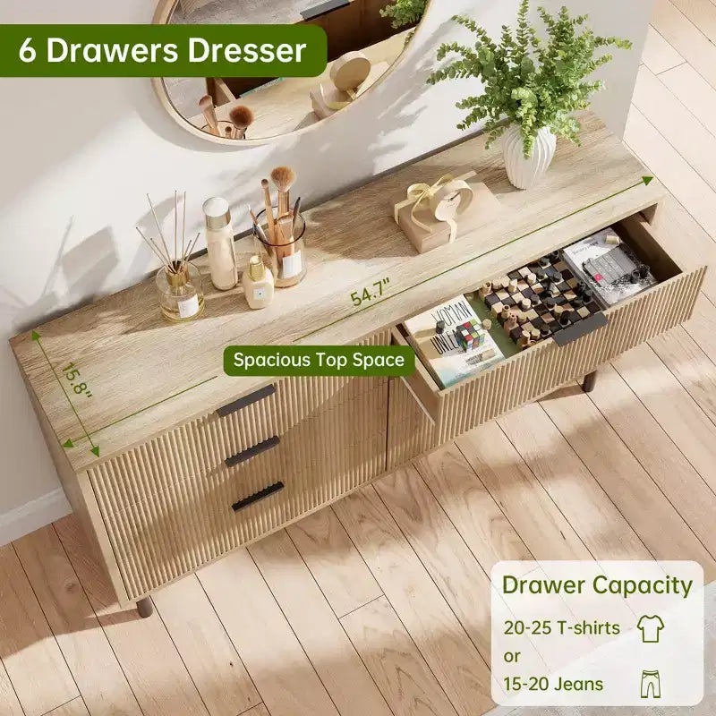 Commode à double tiroir cannelé