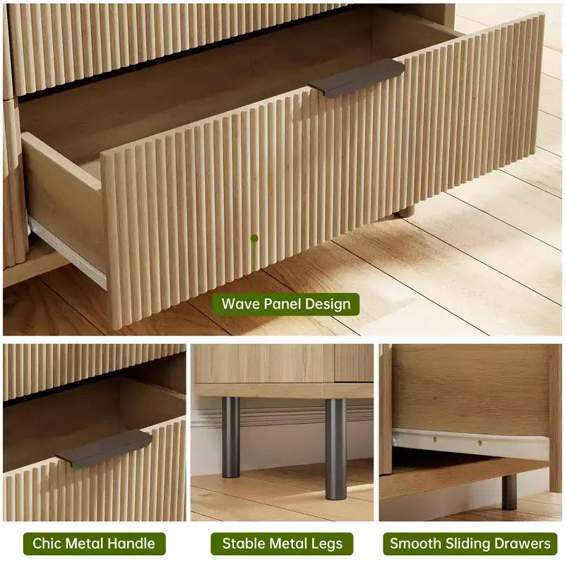 Commode à double tiroir cannelé