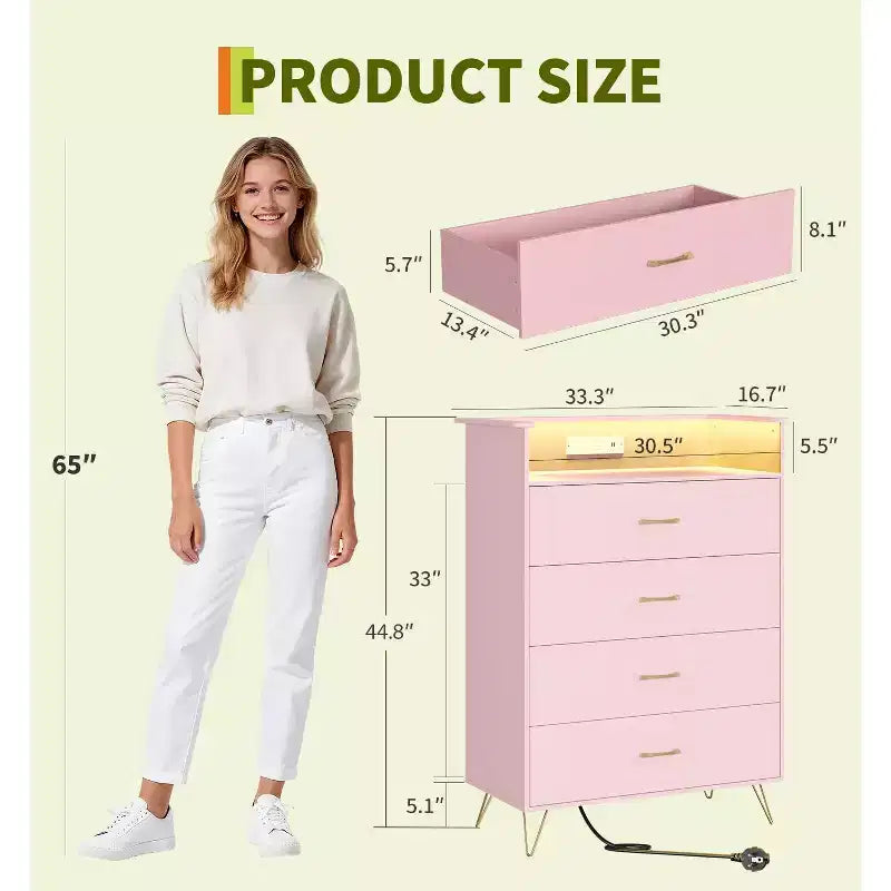Commode en bois Smart Drawer avec lumières LED