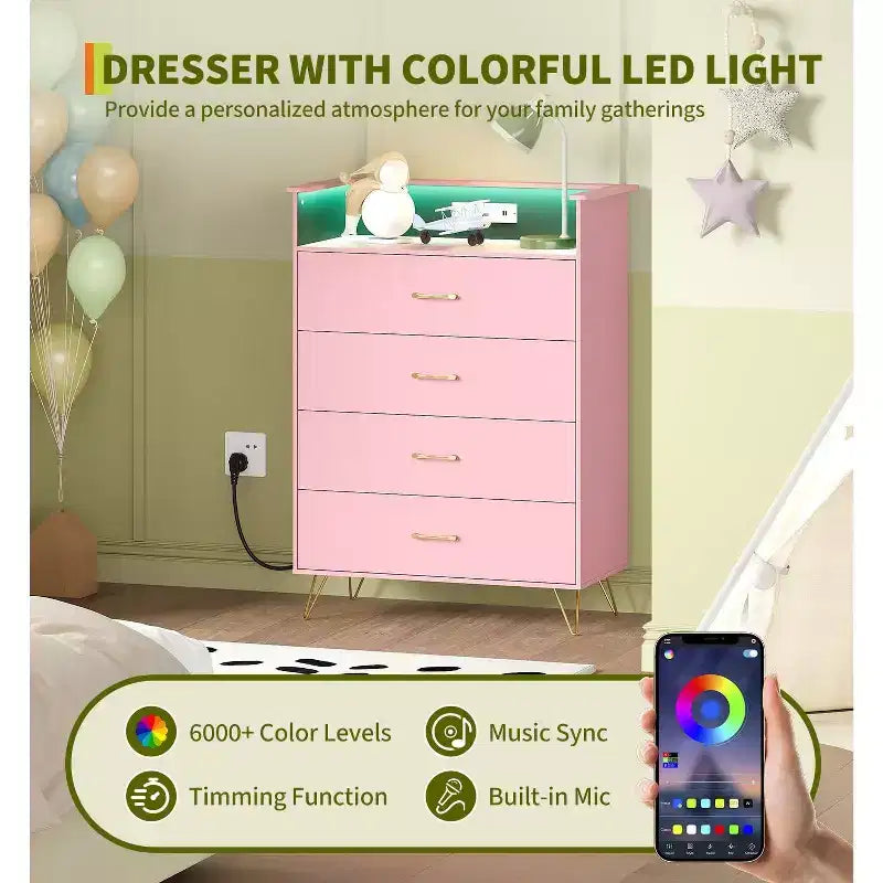 Commode en bois Smart Drawer avec lumières LED