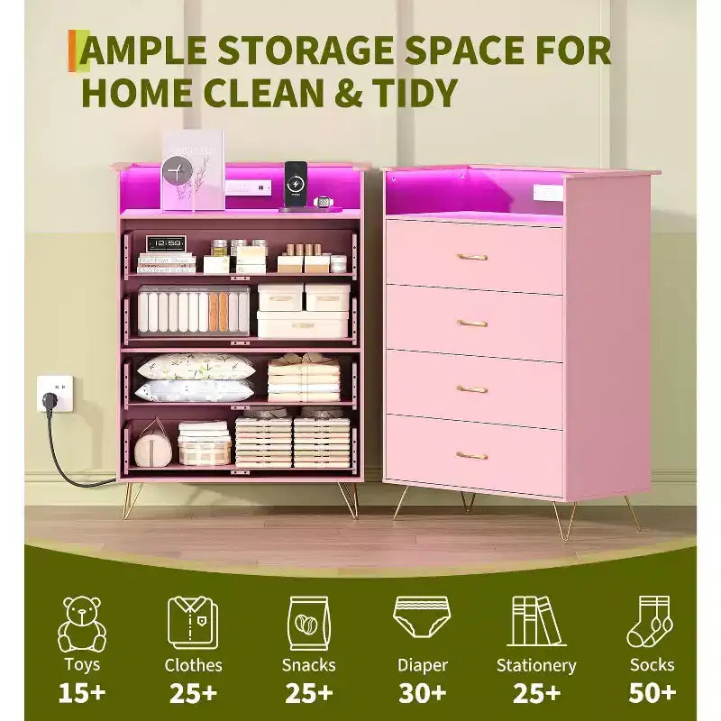 Commode en bois Smart Drawer avec lumières LED