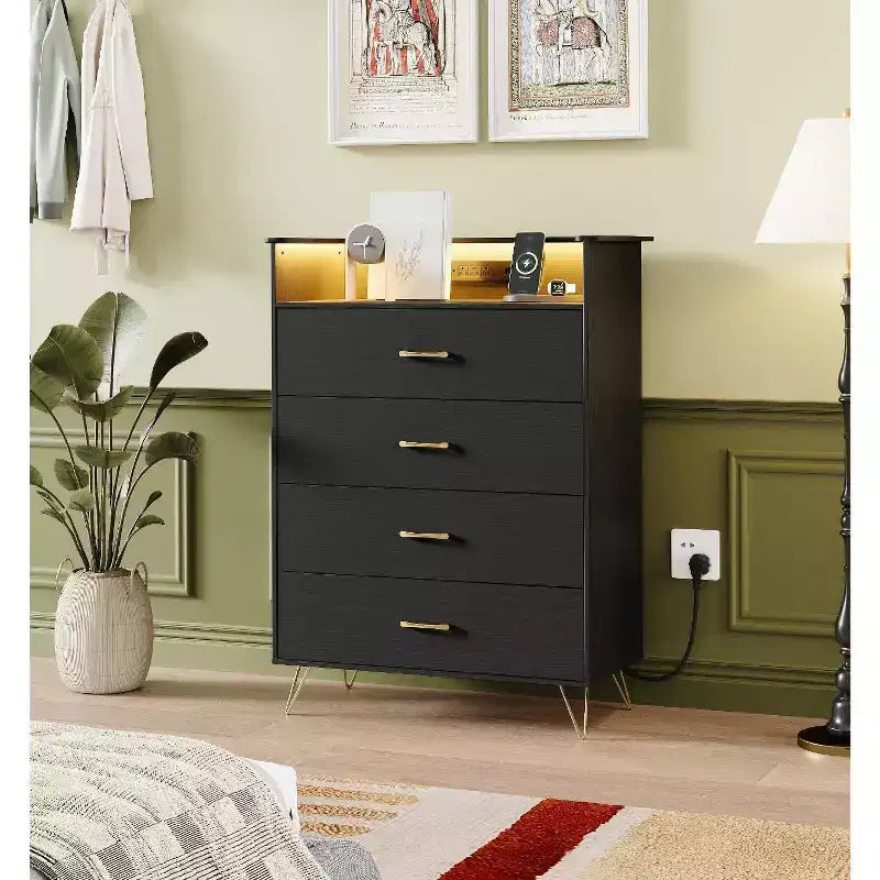Commode en bois Smart Drawer avec lumières LED
