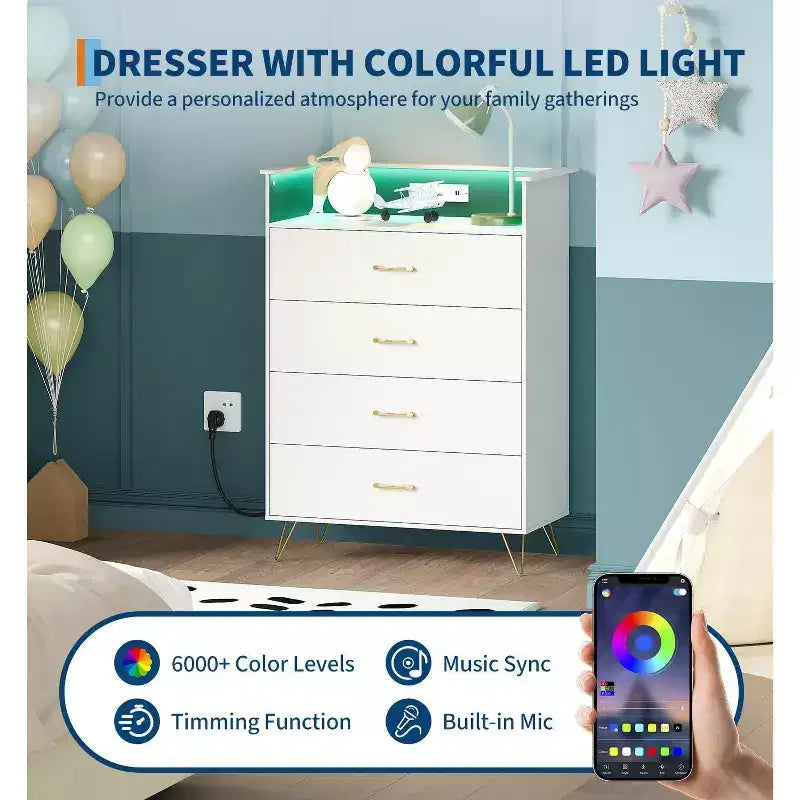 Commode en bois Smart Drawer avec lumières LED