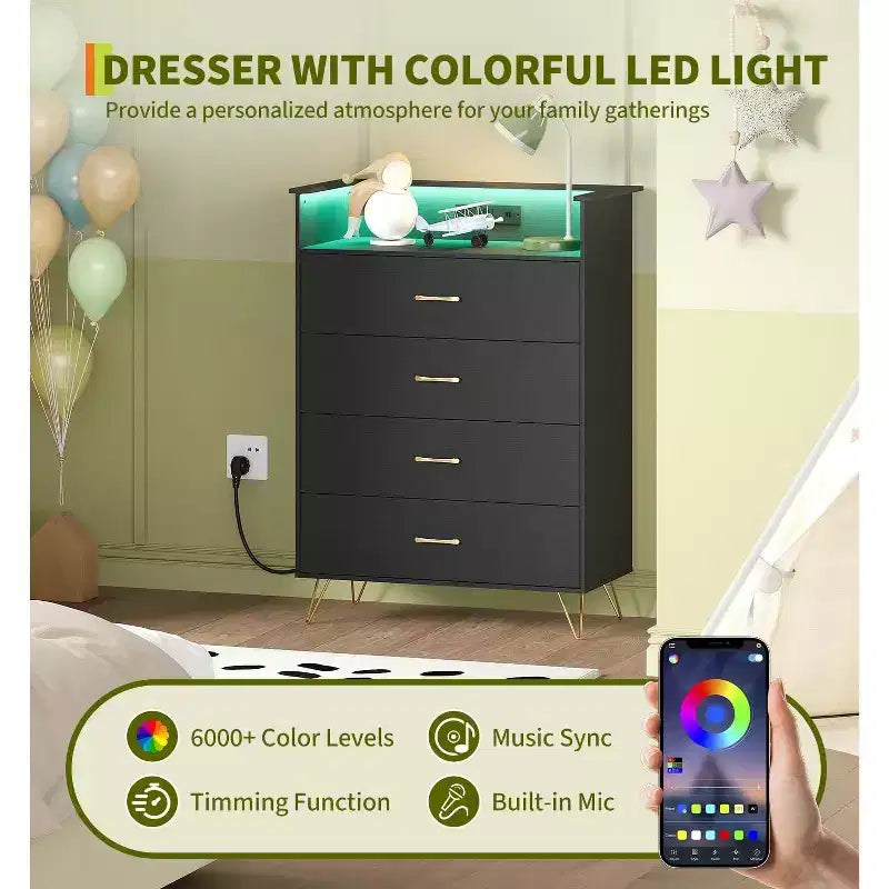 Commode en bois Smart Drawer avec lumières LED