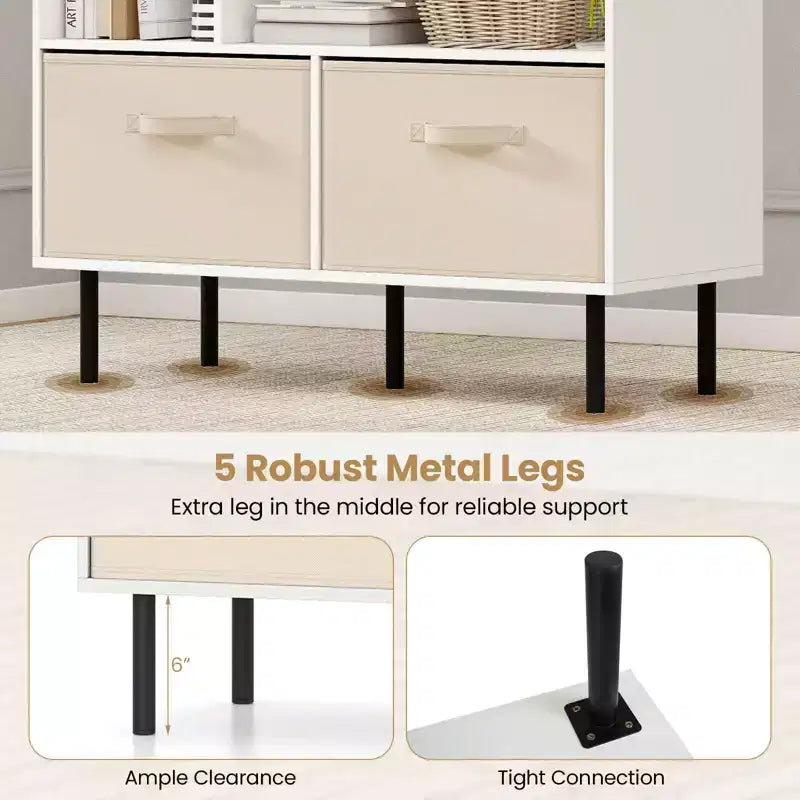 Étagère avec tiroirs en tissu pliables amovibles Pieds en métal