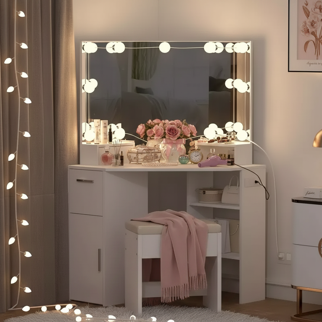 Coiffeuse d'angle avec miroir