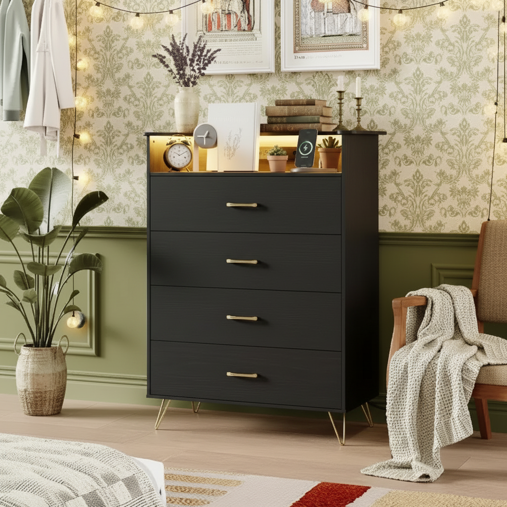 Commode en bois Smart Drawer avec lumières LED