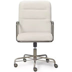 Finch Franklin Modern Desk Chair Cream/White: Upholstered Swivel Adjustable Height Wood & Metal Frame