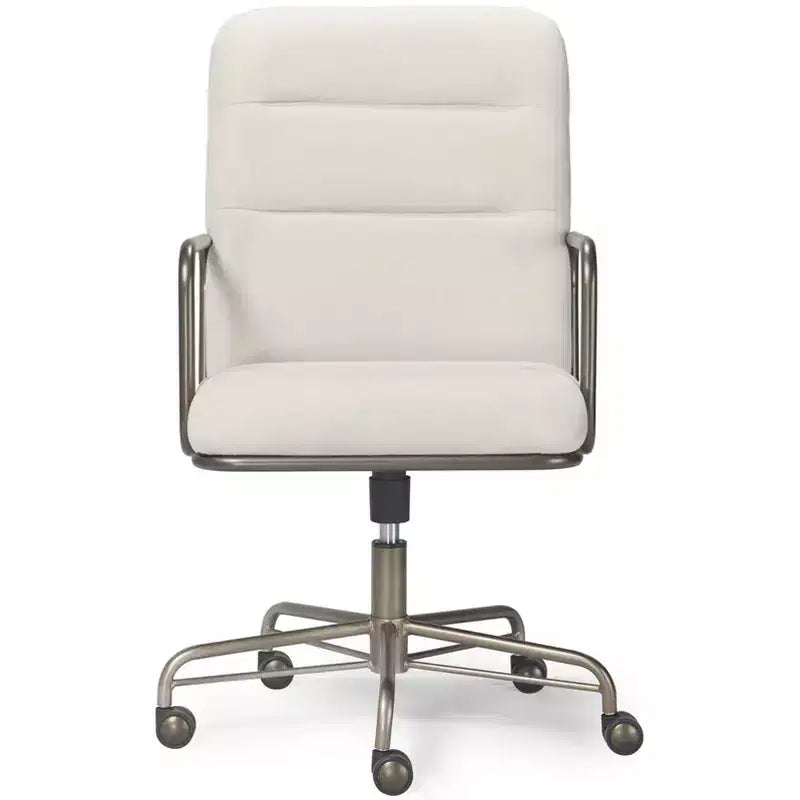 Finch Franklin Modern Desk Chair Cream/White: Upholstered Swivel Adjustable Height Wood & Metal Frame
