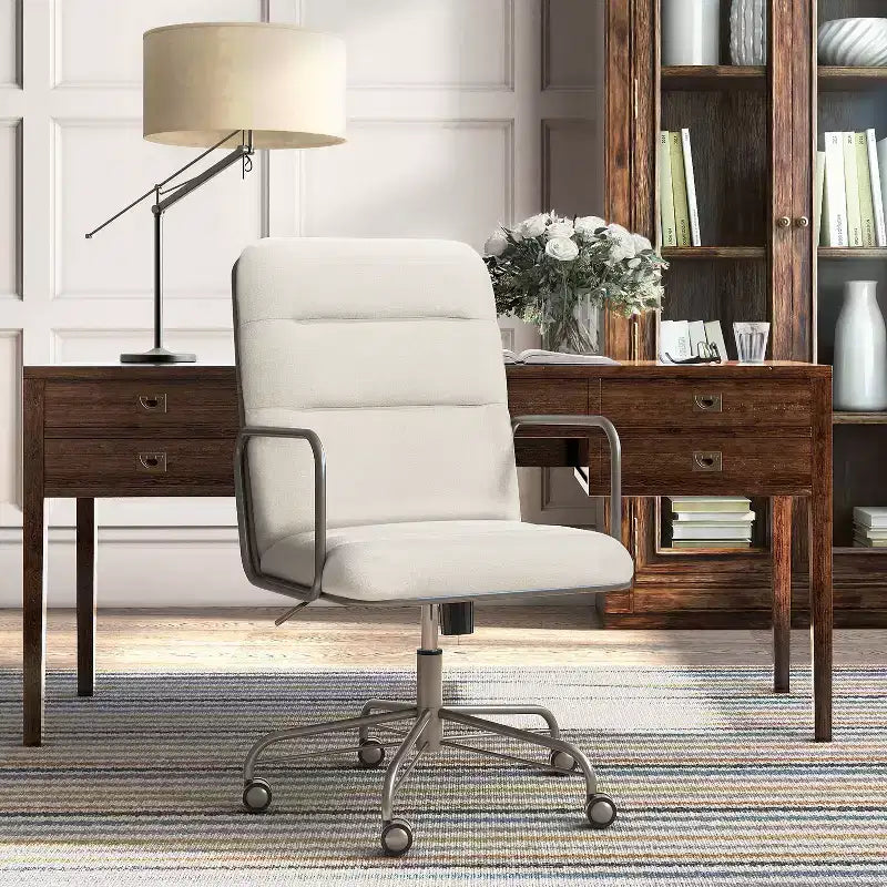 Chaise de bureau moderne crème/blanc