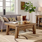 Table basse industrielle en bois brun foncé