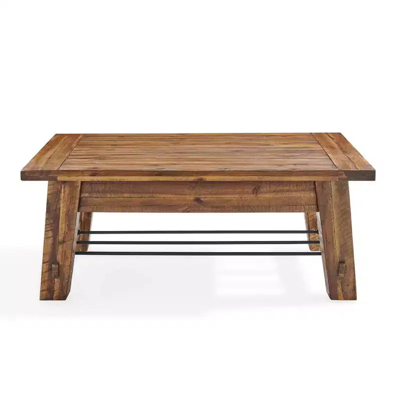 Table basse industrielle en bois brun foncé