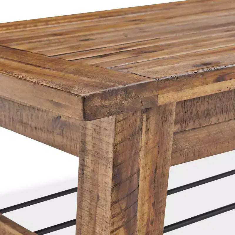 Table basse industrielle en bois brun foncé