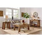 Table basse industrielle en bois brun foncé