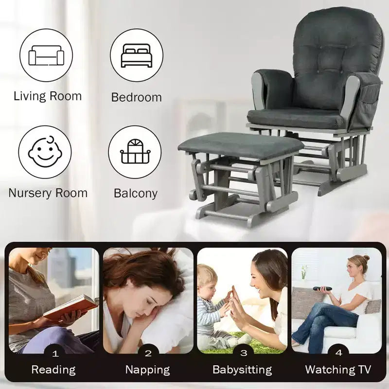 Chaise berçante en bois pour chambre de bébé