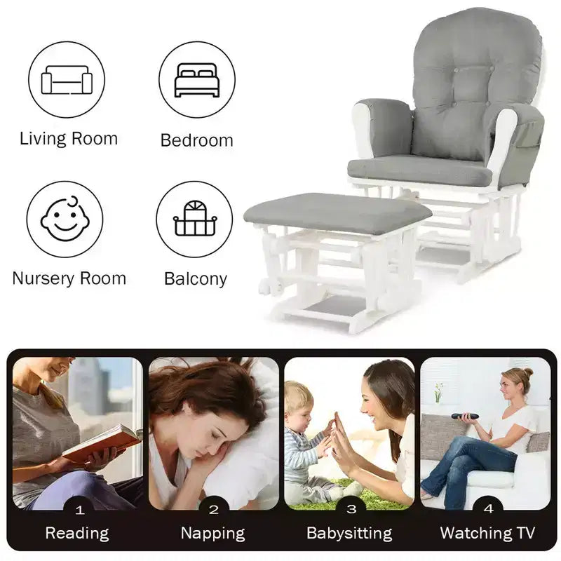 Chaise berçante en bois pour chambre de bébé