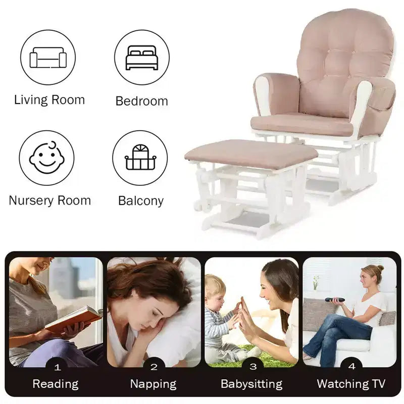 Chaise berçante en bois pour chambre de bébé