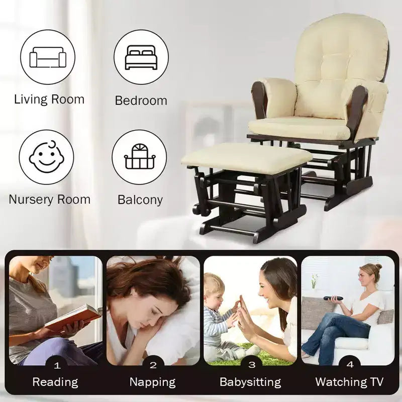 Chaise berçante en bois pour chambre de bébé