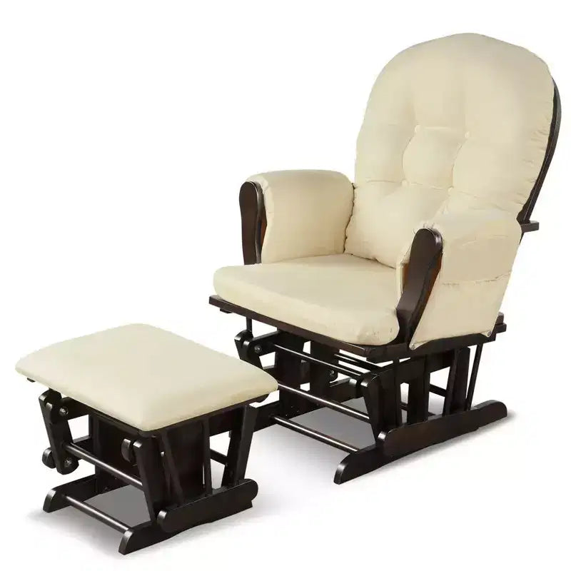 Costway Glider and Ottoman Cushion Set Wood Baby Nursery Rocking Chair