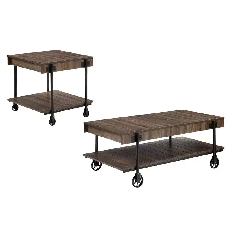 2pc Huntingdale Industrial Coffee Table Set - miBasics